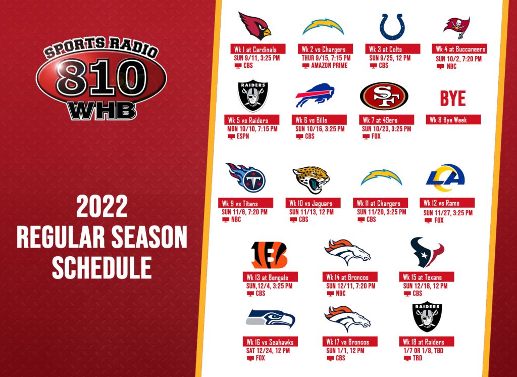 Chiefs 2022 Regular Season Schedule | WHB-AM